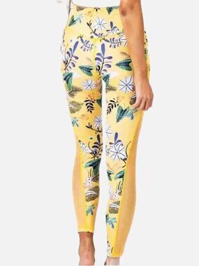 ZYIA Active NWT Yellow Floral Reflective Light n Tight High Rise Leggings 2